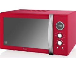 SWAN  SM22080RN Retro Digital Microwave with Grill - Red